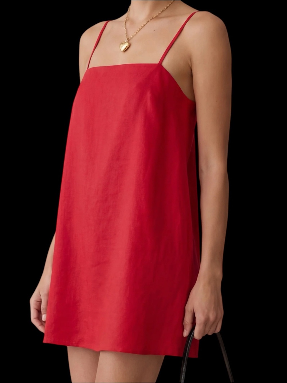 Kourt Few Moda Rosalie Linen Mini  Dress Red NWT
